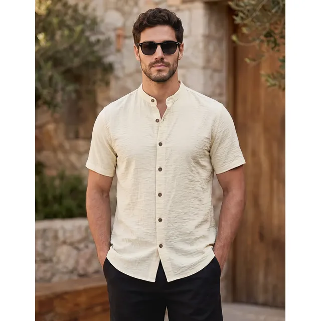 Camisa Gola Padre Masculina Manga Curta Social Verão Festa