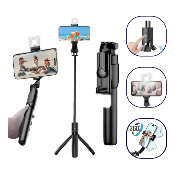 Tripé Luz Led Bastão Selfie Suporte Celular Filmagem iPhone