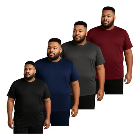Kit 4 Camisetas Plus Size Extra Grande Lisa Dry Fit Premium