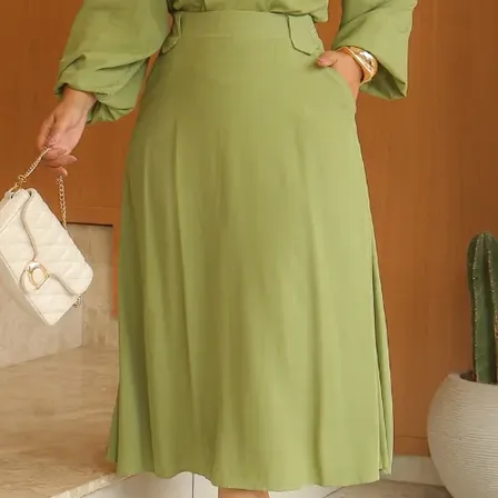 Blusa E Saia Midi Conjunto Elegante Chic Evangelica Cristã