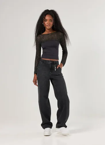 Calça Jeans Baggy Cintura Baixa Chaveiro