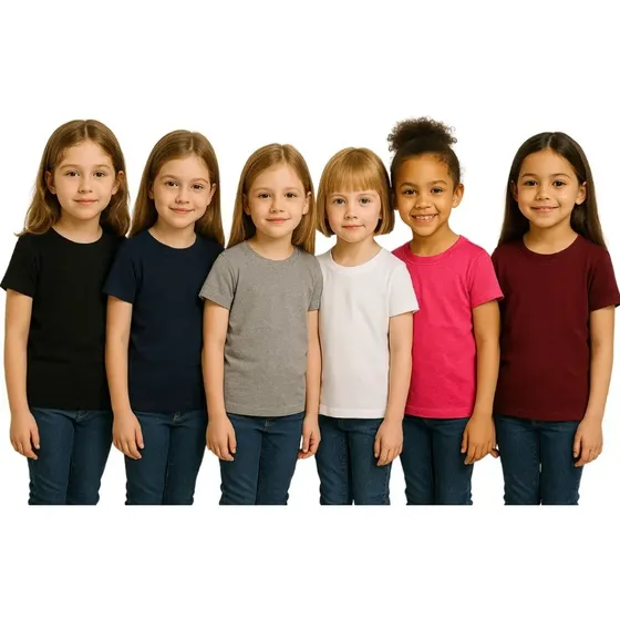 Kit 6 Camisetas Infantil Juvenil Feminina 100% Algodão