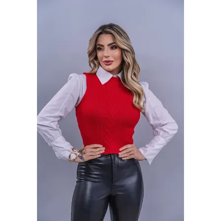 Colete Cropped Modal Tricot Trança Feminino Inverno Verão