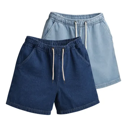 Kit 2 Bermuda Jeans Larga Masculina Skatista Com Bolsos