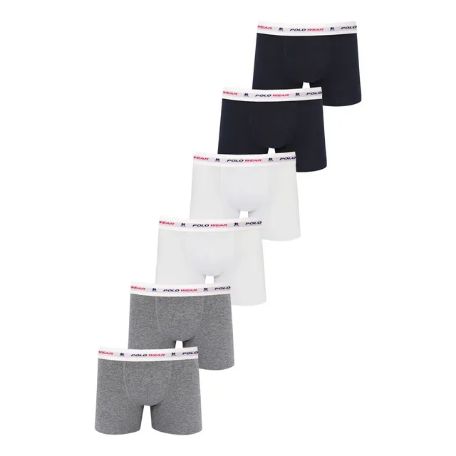 Kit 6 Cuecas Boxer Algodão Polo Wear