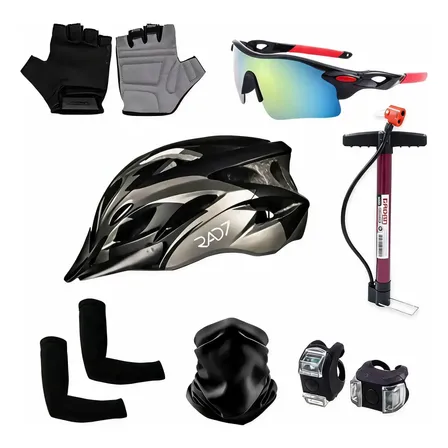 Capacete Bike Com Óculos Luvas Manguito E Acessorios