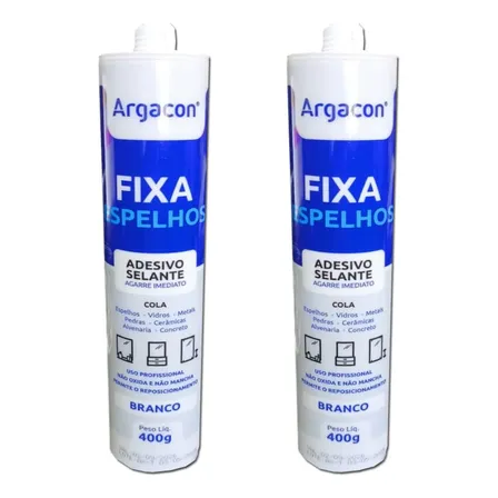 Silicone Fixa Espelho Branco - Argacon - Kit C/2 Unidades