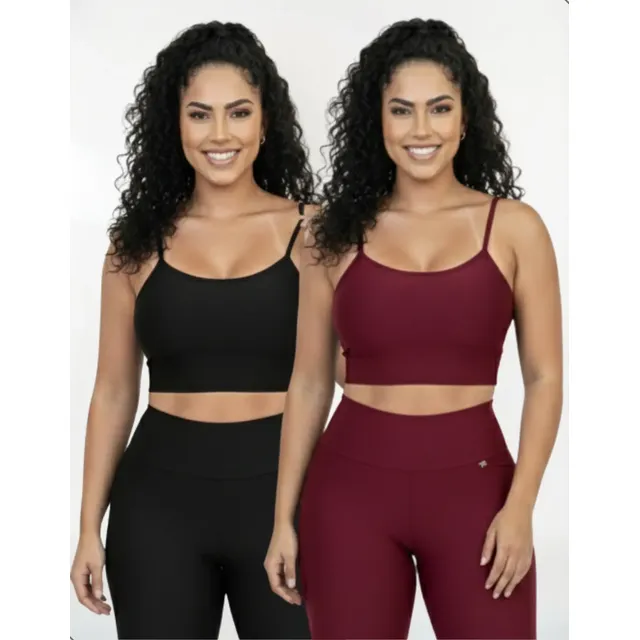 Kit-2 Top Alcinha Fina Academia Fitness C/ Bojo Suplex Power