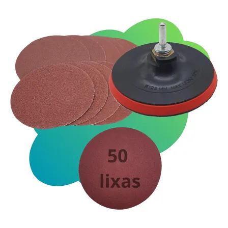 Suporte De Boina Lixadeira Furadeira + 50 Lixa Discos 125mm