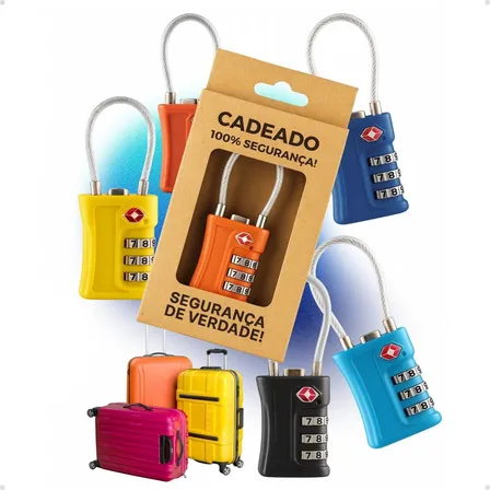 Cadeado Segredo Mala Tsa Armario Vestiario Viagem Cabo D Aço