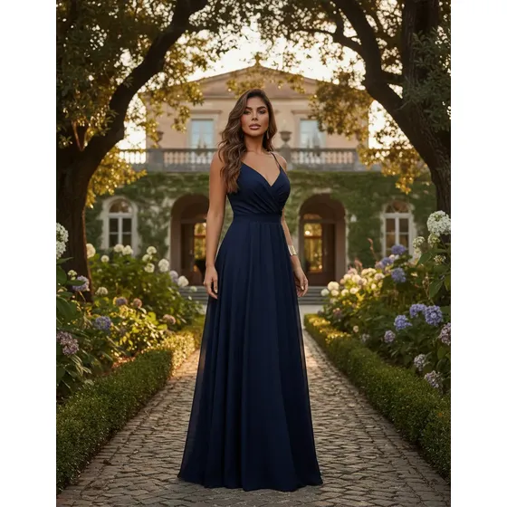 Vestido Feminino Festa Longo Tule Com Alça Casual