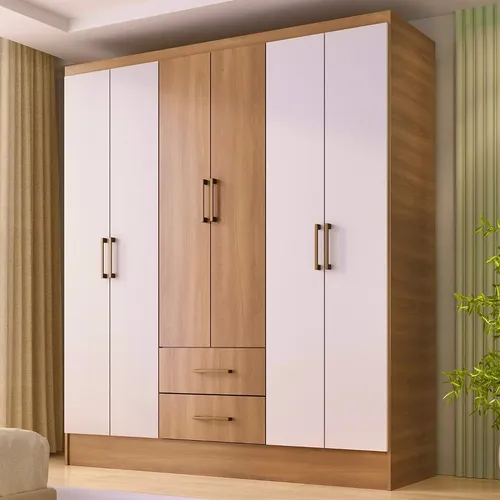 Guarda Roupa 6 Portas 2 Gavetas 9 Prateleiras E Cabideiro