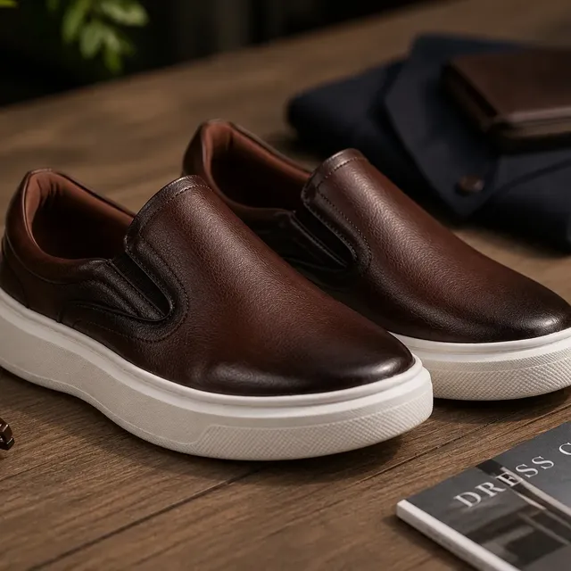 Tênis Slip On Iate Masculino Couro Confortável