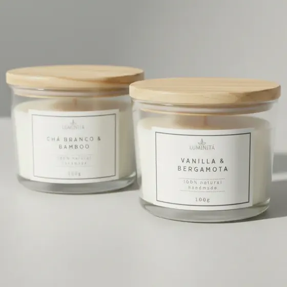 2 Velas Aromáticas Perfumadas 100g Cera Coco Queima 20 Horas