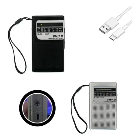 Mini Rádio Am/fm Recarregável Portátil De Bolso Pequeno 21r