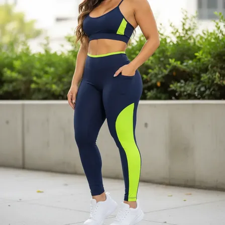 Conjunto Academia Top E Legging Fitness Com Bolsos Laterais