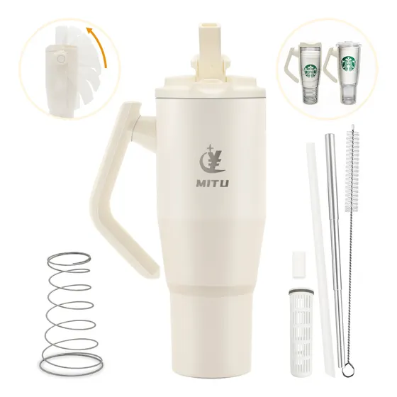 Garrafas Térmicas Com Canudo Mitu Inox 304 Antivazamento