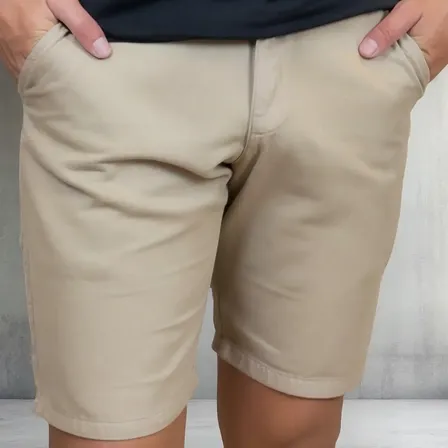 Bermuda Sarja Masculina Slim Chino Social Algodão 100% Vrn