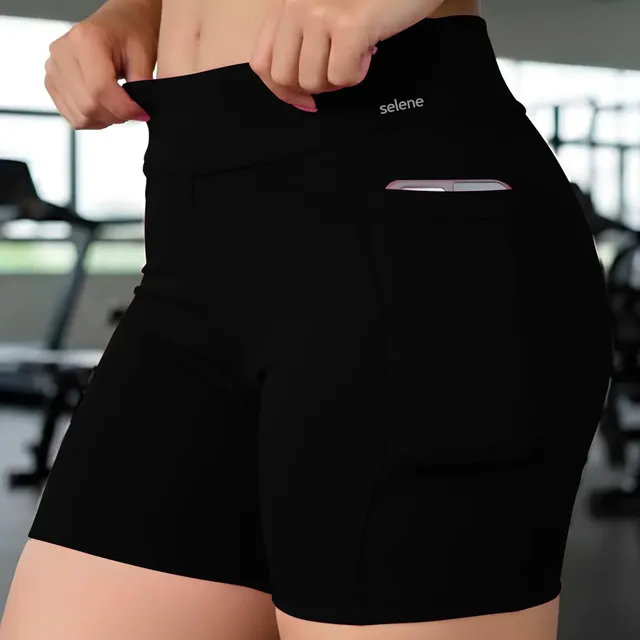 Short Com Bolso Selene Suplex Fitness Zero Transparência