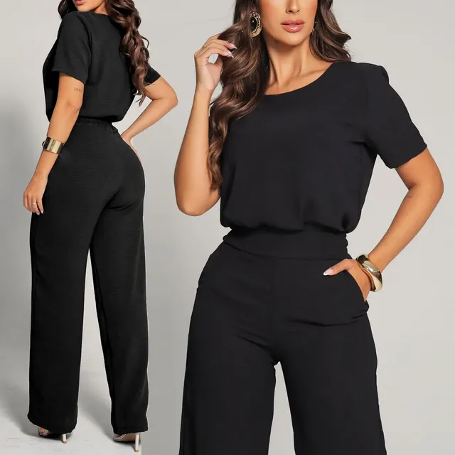 Conjunto Feminino Social Calça Pantalona E Blusa Soltinha