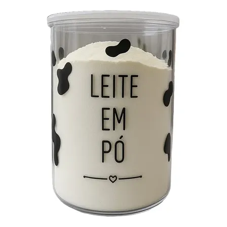 Pote Hermético De Acrílico Decorado Leite Em Pó