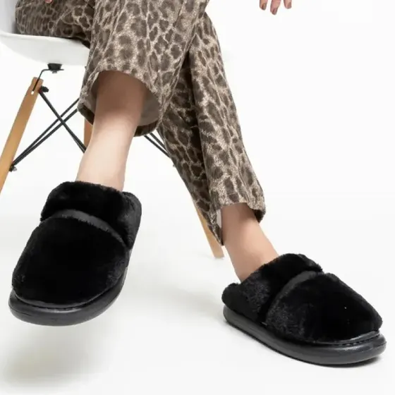 Pantufa Mule Flowfa Celine Feminina Pelúcia Ultra Macia
