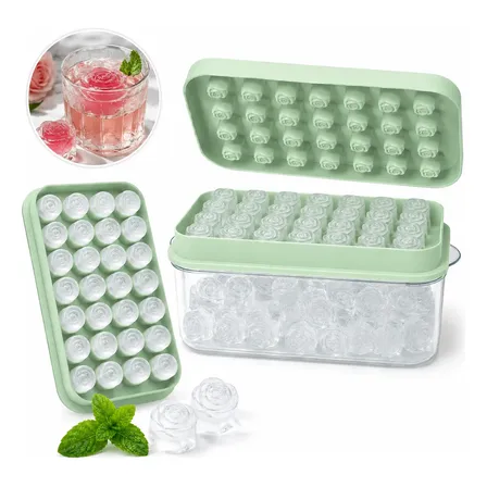 Forma De Gelo Silicone 28 Cubos Com Reservatório E Tampa