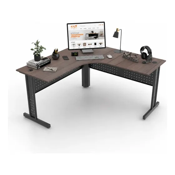 Mesa Em L 120x120 Para Escritório Escrivaninha Varias Cores