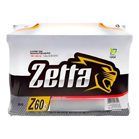 Bateria Corsa Celta Meriva Agile Vectra 60amp Zetta 18meses
