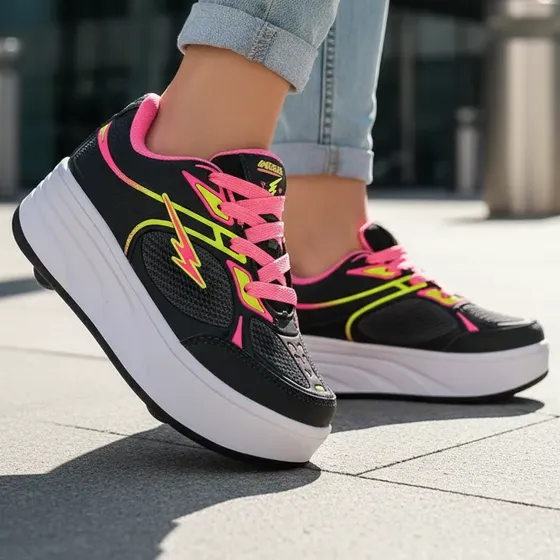 Tênis Mini-pé Patins 4 Rodas Diversão P/ Meninas E Meninos