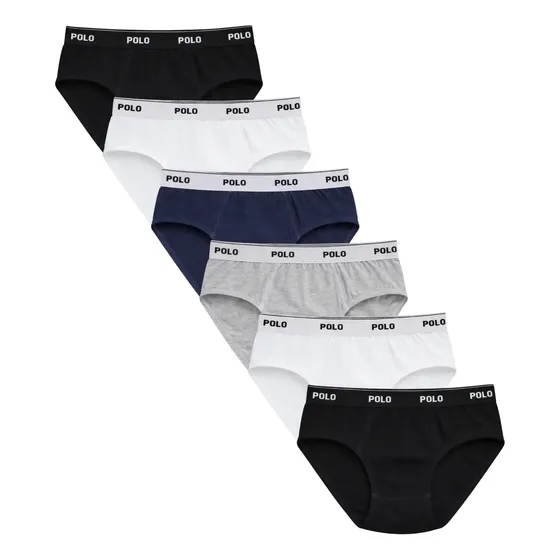 Kit 6 Cuecas Slip Polostar Cotton 100% Algodão Adulto