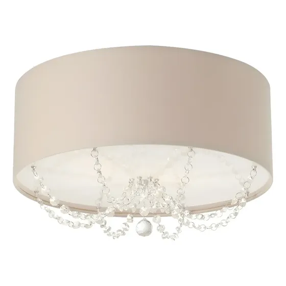 Plafon Princesa Cúpula Em Tecido Com Cristal 40x15