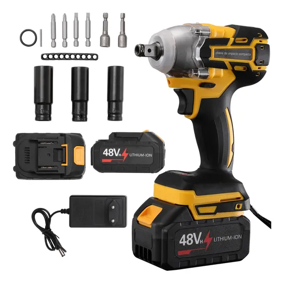Kit Chave De Impacto 2 Baterias 48v Recarregável Com Maleta
