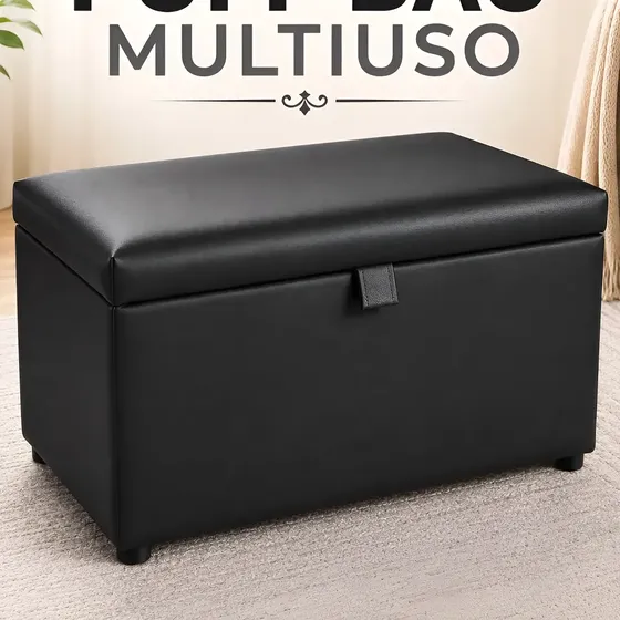 Baú Puff 70 Cm Multiuso Courino Resistente E Fácil De Limpar