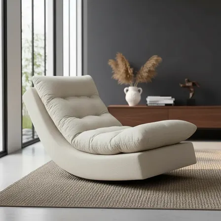 Poltrona Balance Para Sala Com Leve Balanço Bouclé Premium