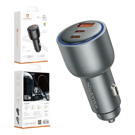 Carregador Veicular Carro Turbo 117.5w 3 Saídas Usb E Tipo-c