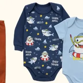 Kit 9 Peças Body Bebê Menino Algodão Inverno Manga Longa