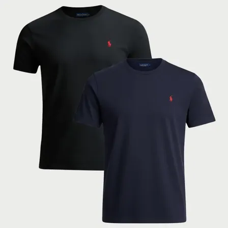 Kit Camisetas 2un Ralph Lauren Slim Fit Preta/azul Marinho