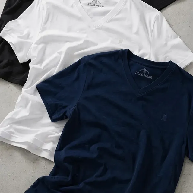 Kit 3 Camisetas Básicas Gola V Polo Wear Sortido