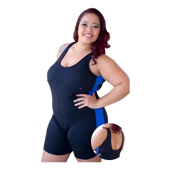 Maio Macaquinho Com Bojo Hidroginástica E Natação Plus Size