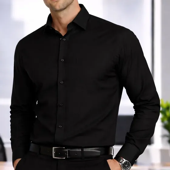 Camisa Social Masculina Tradicional Manga Longa Com Bolso