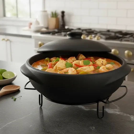 Panela De Barro 2 Litros Para Moqueca Arroz Com Suporte