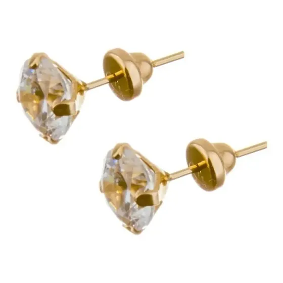 Brinco Ouro 18k Zircônia Solitário 6,00mm Bz60