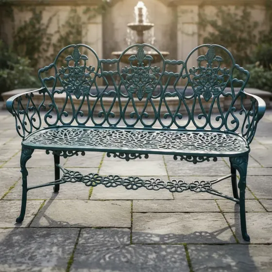 Banco Namoradeira Fundido Jardim Varanda Floral 3 Lug