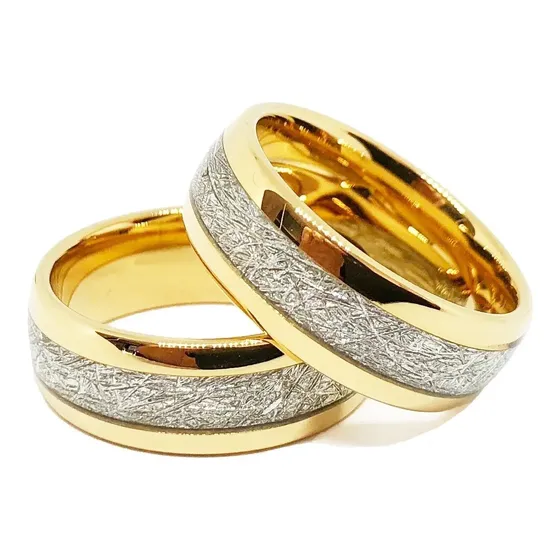 Par De Alianças Tungstênio 8mm Banhado Ouro 18k Diamantada