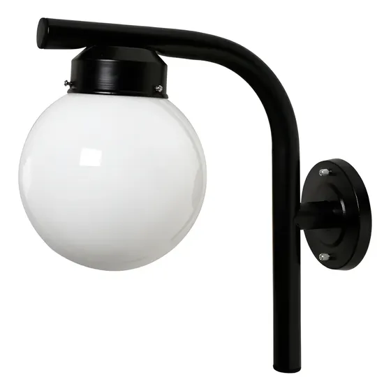 Luminária Arandela Alumínio Externa Curva Globo Vidro 20cm