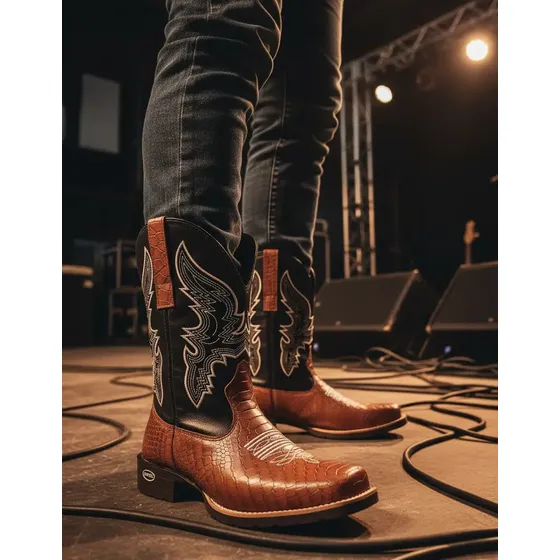 Bota Country Texana Masculina Em Couro Oferta Frete Grátis