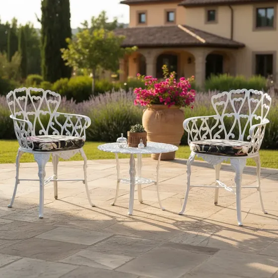 Conjunto Aluminio Fundido Jardim Viena Poltrona Com Mesinha