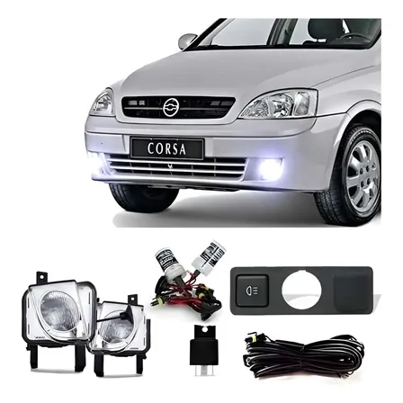 Kit Farol Milha Corsa Sedan Montana Botão Original + Xenon