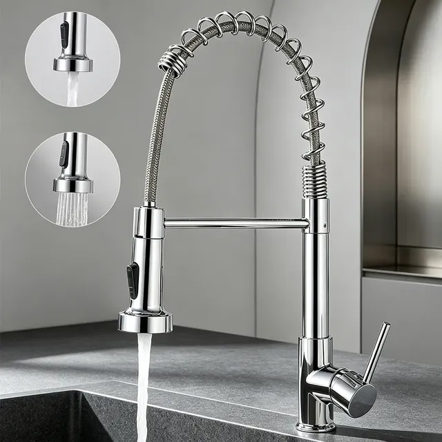 Torneira Bancada Cozinha Flexível 360° Monocomando Inox Q/f